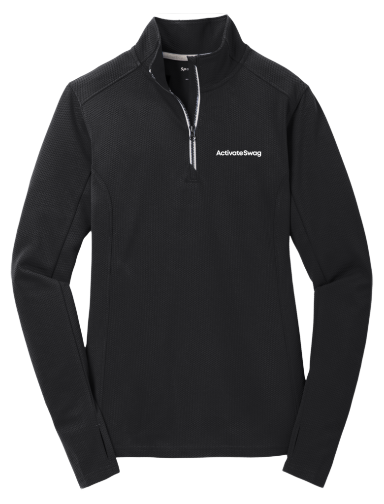Sport-Tek® Women's Sport-Wick® Textured 1/4-Zip Pullover — Black (front)