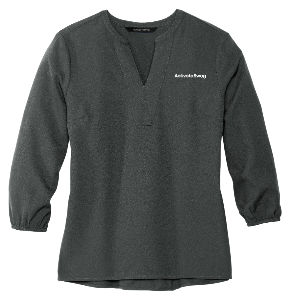 Mercer+Mettle® Women's Stretch Crepe 3/4-Sleeve Blouse — Anchor Grey (front)