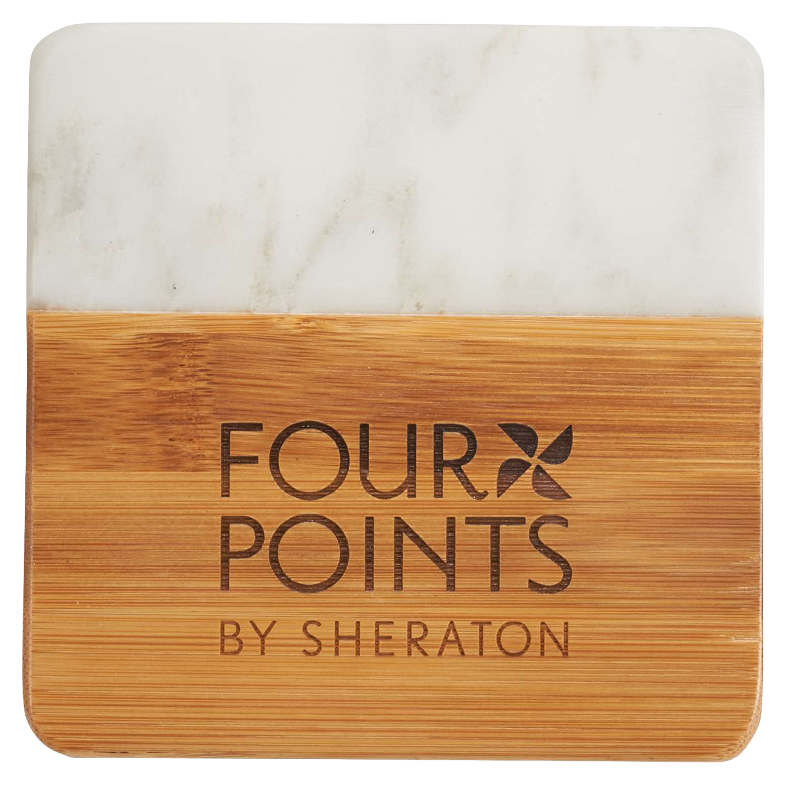 Marble and Bamboo Coaster Set