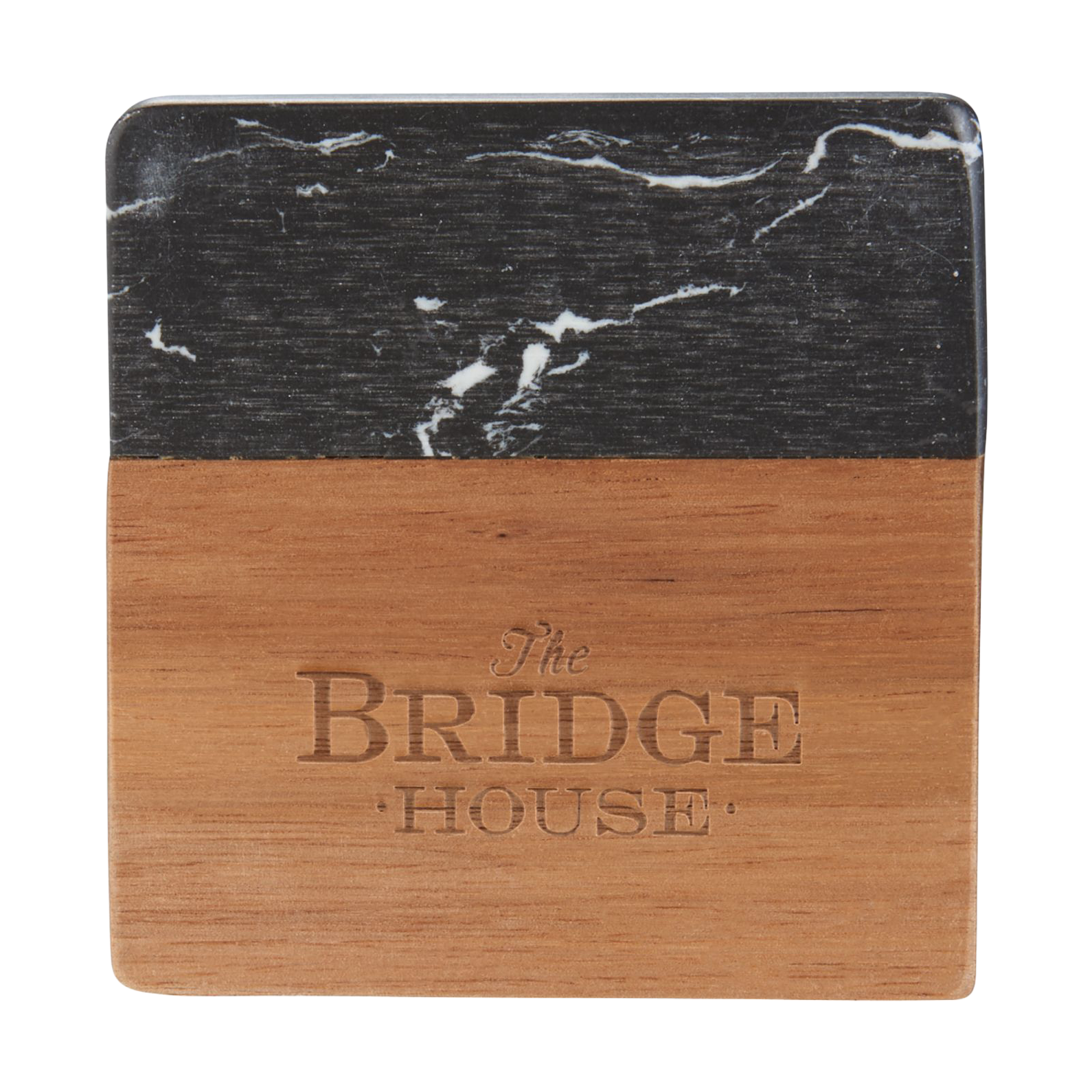 Black Marble and Wood Coaster Set