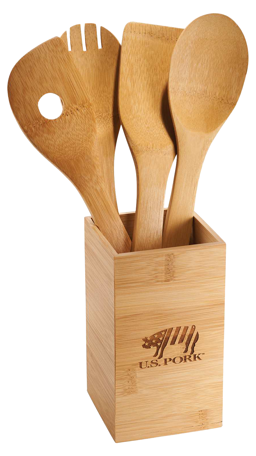 Bamboo 4-piece Kitchen Tool Set and Canister