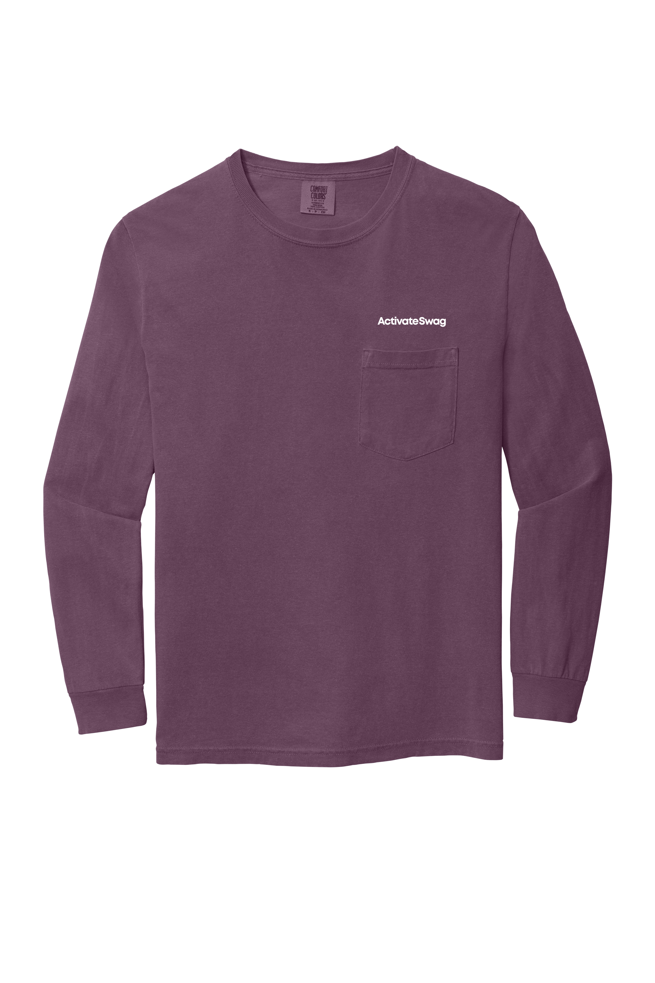Comfort Colors Heavyweight Ring Spun Long Sleeve Pocket Tee — Berry (front)