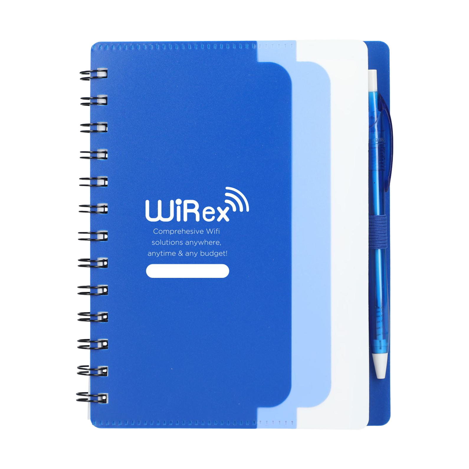5" x 7" Recycled Dual Pocket Spiral Notebook w Pen