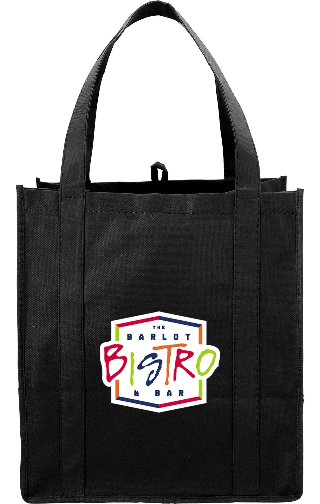 Hercules Non-Woven Grocery Tote — Black (BK) (front)
