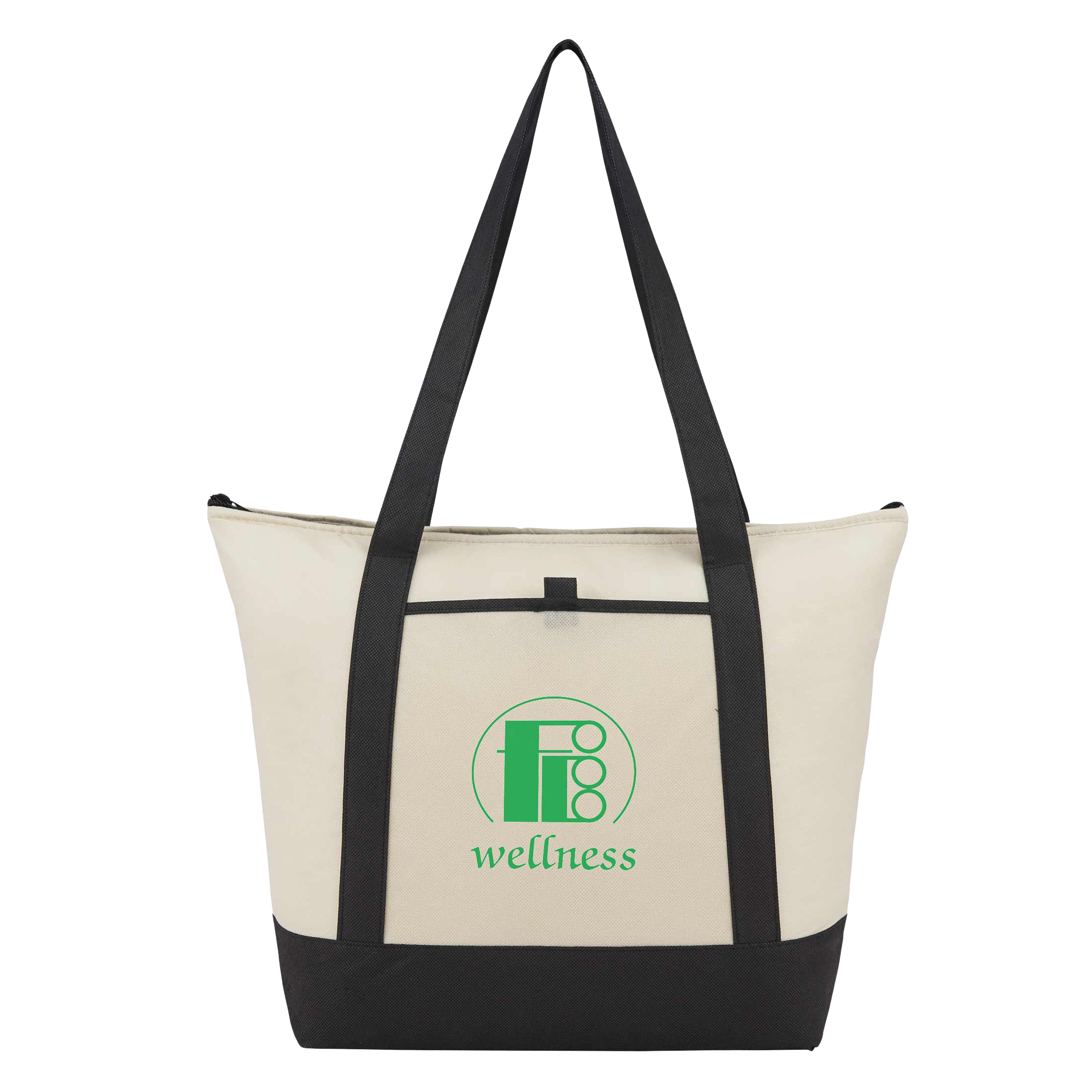Lighthouse 24-Can Non-Woven Tote Cooler — Black (front)