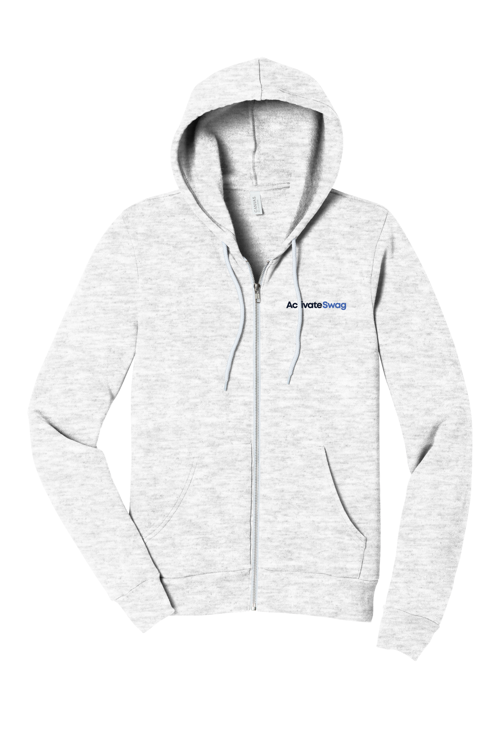BELLA+CANVAS Unisex Sponge Fleece Full-Zip Hoodie — Ash (front)