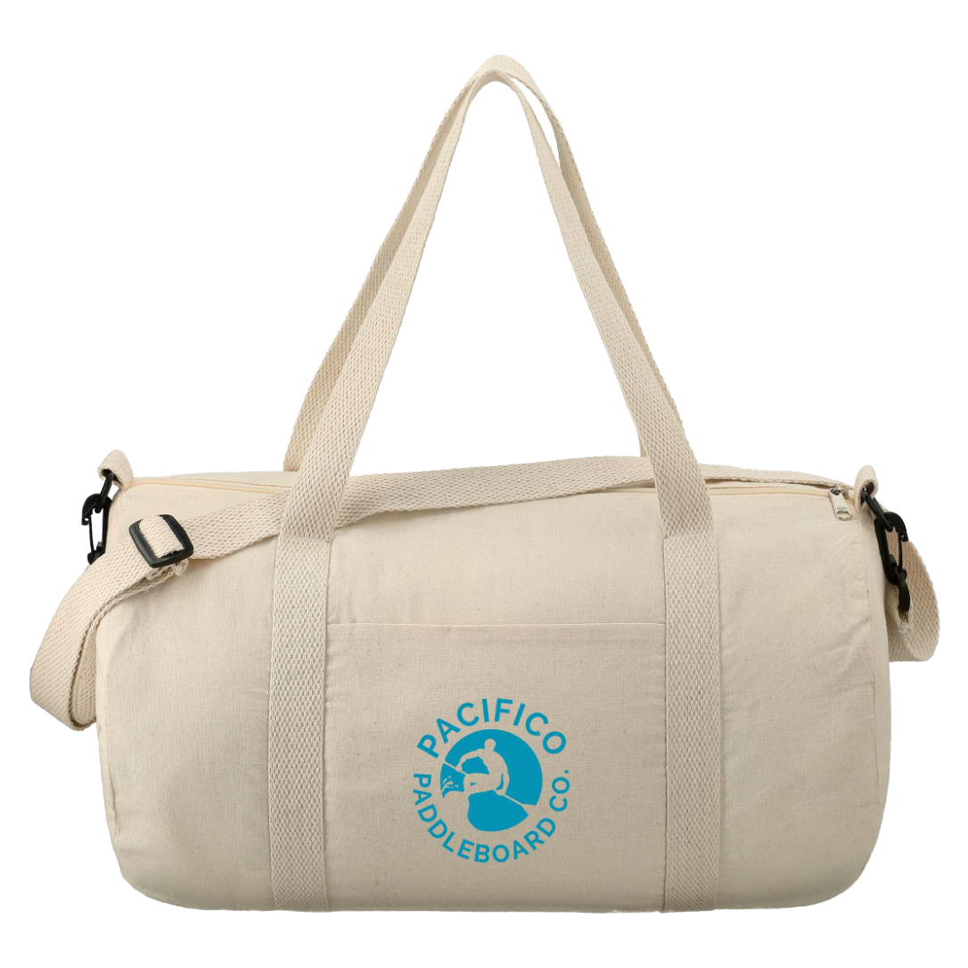 Barrel 18" 5oz Cotton Canvas Duffle Bag — Natural (NT) - PMS: Graphite (front)